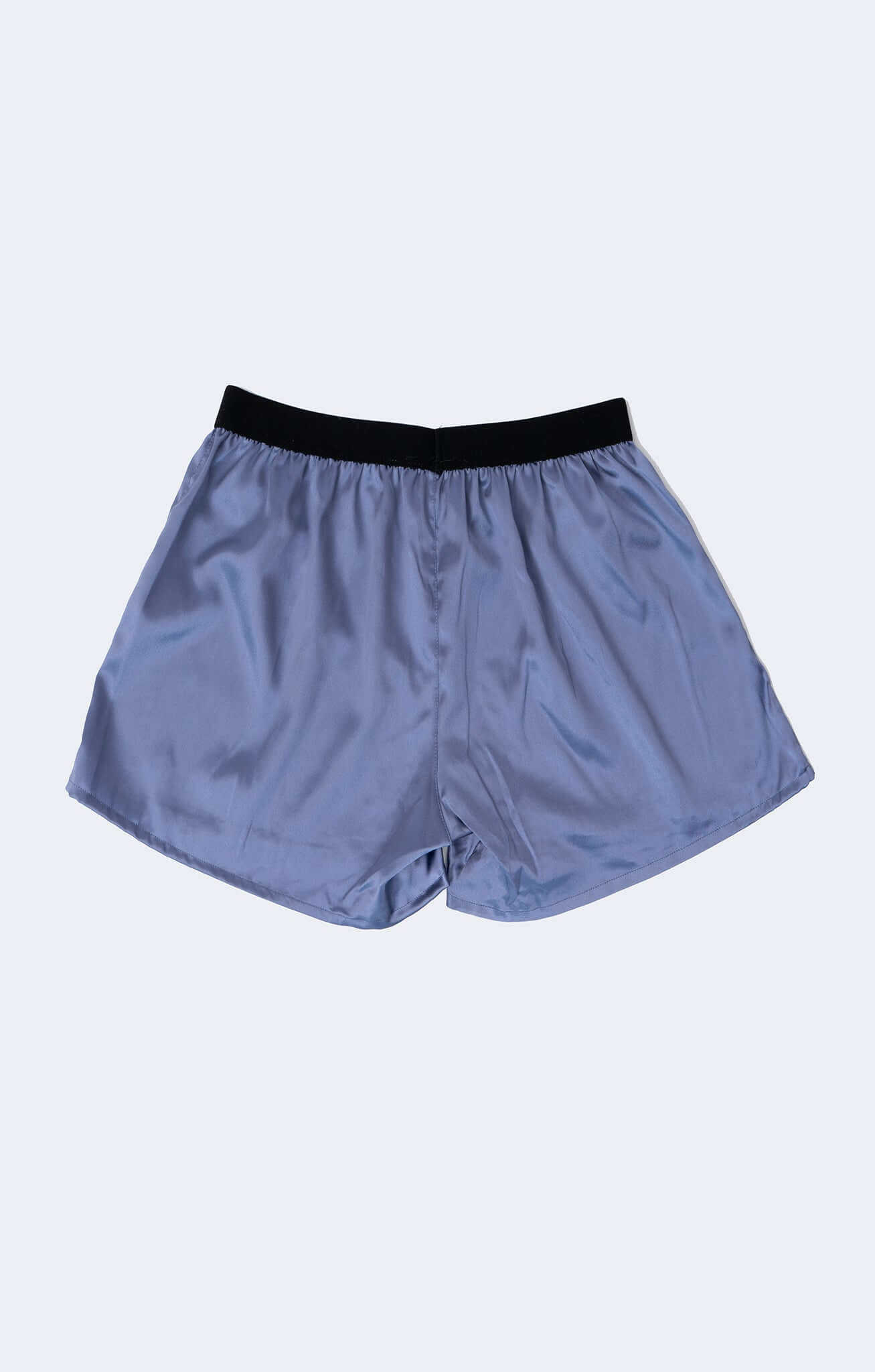 Silk Boxer Shorts in soft blue color with a comfortable waistband and relaxed fit.