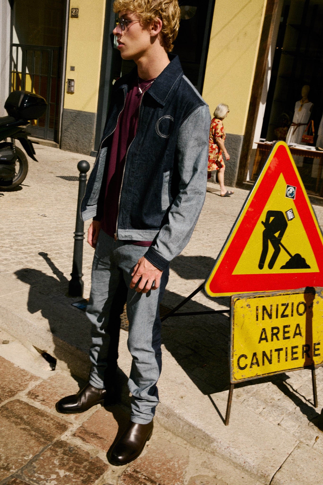 HACOY denim jacket, Milan campaign