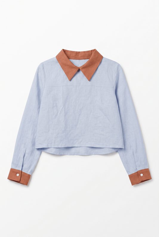 Linen Blouse, Light Blue Sample Piece