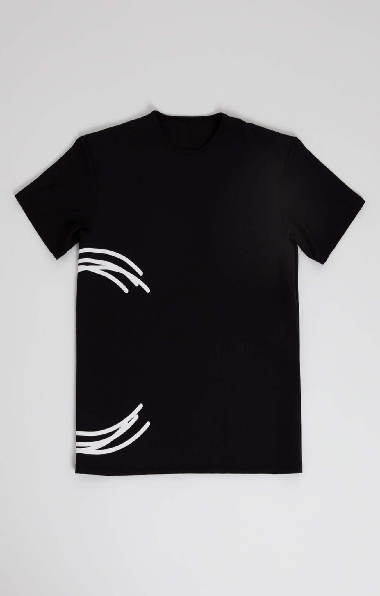 Perfectly Imperfect Sport Shirt featuring a sleek black design with white accents.
