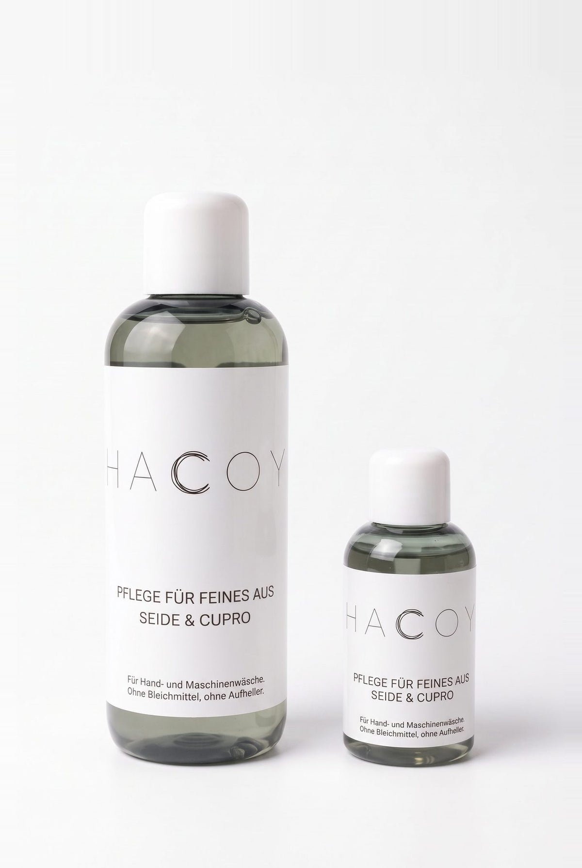 HACOY Pflege für Feines aus Seide & Cupro, 240 ml und 50 ml, deutsches Etikett