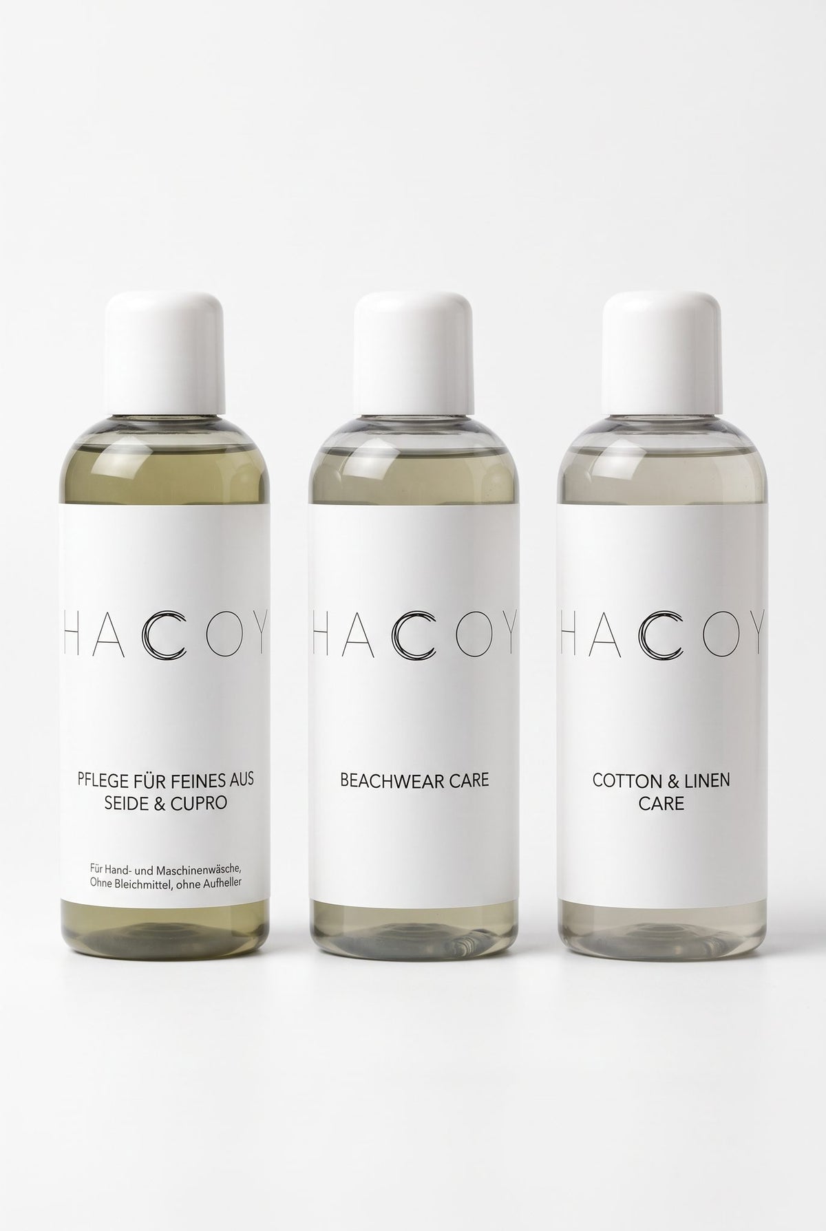 HACOY Pflegeset, drei 240 ml Flaschen, deutsche Etiketten