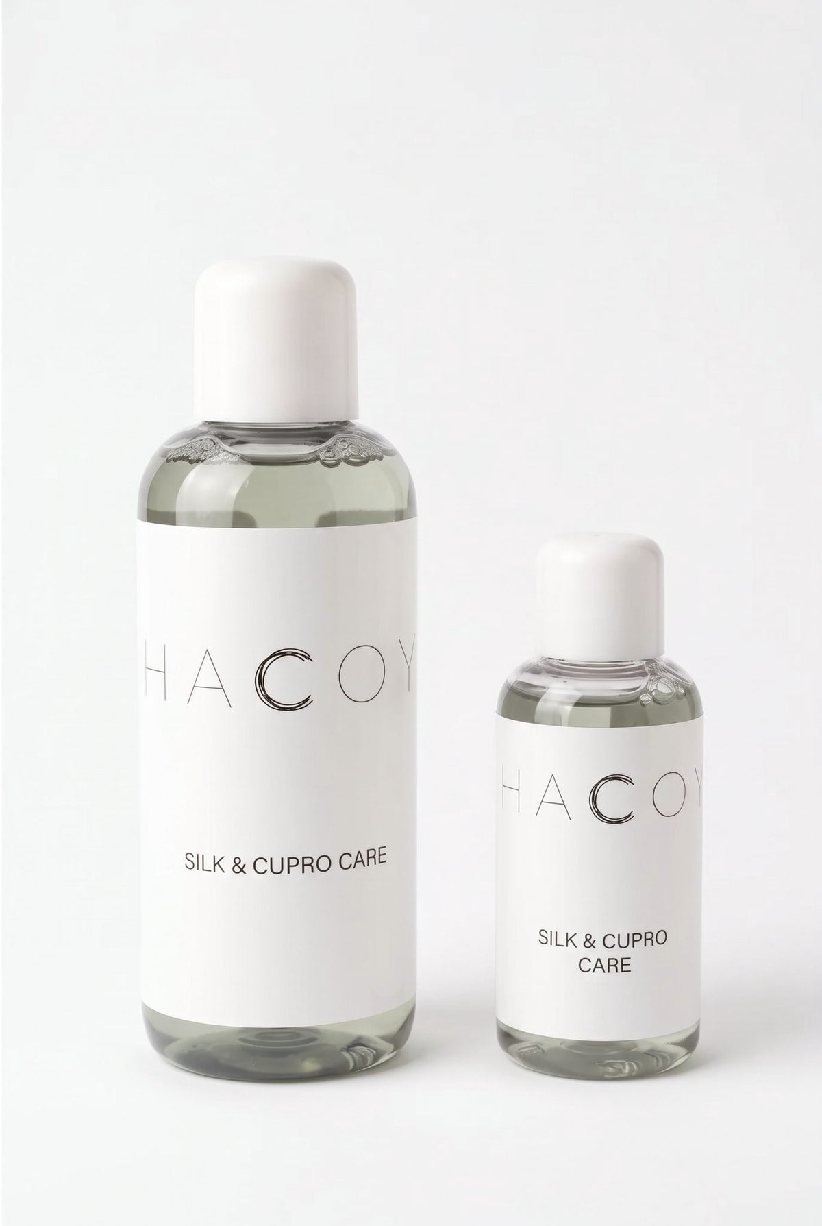 HACOY Silk & Cupro Care, 240 ml and 50 ml bottles, English label